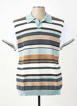 Pull tissage jacquard manches courtes bleu BOB homme