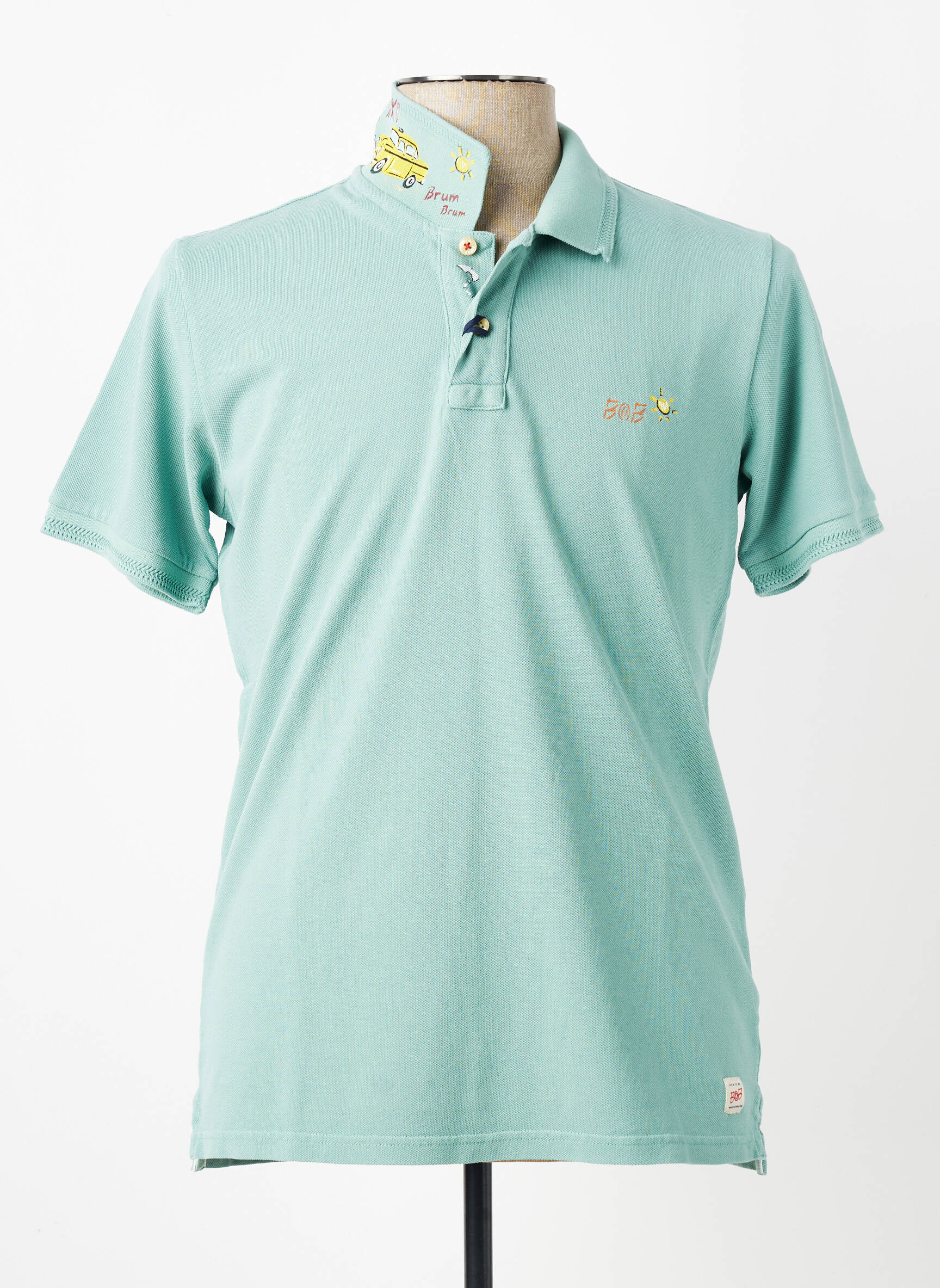 Polo sérigraphie manches courtes vert BOB homme