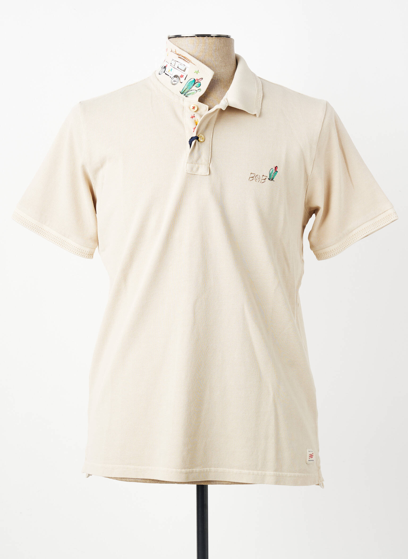 Polo sérigraphie manches courtes beige BOB homme
