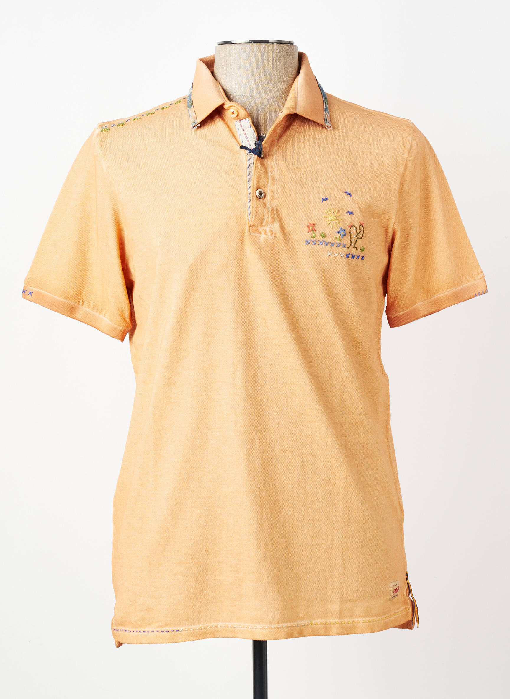 Polo stretch manches courtes orange BOB homme