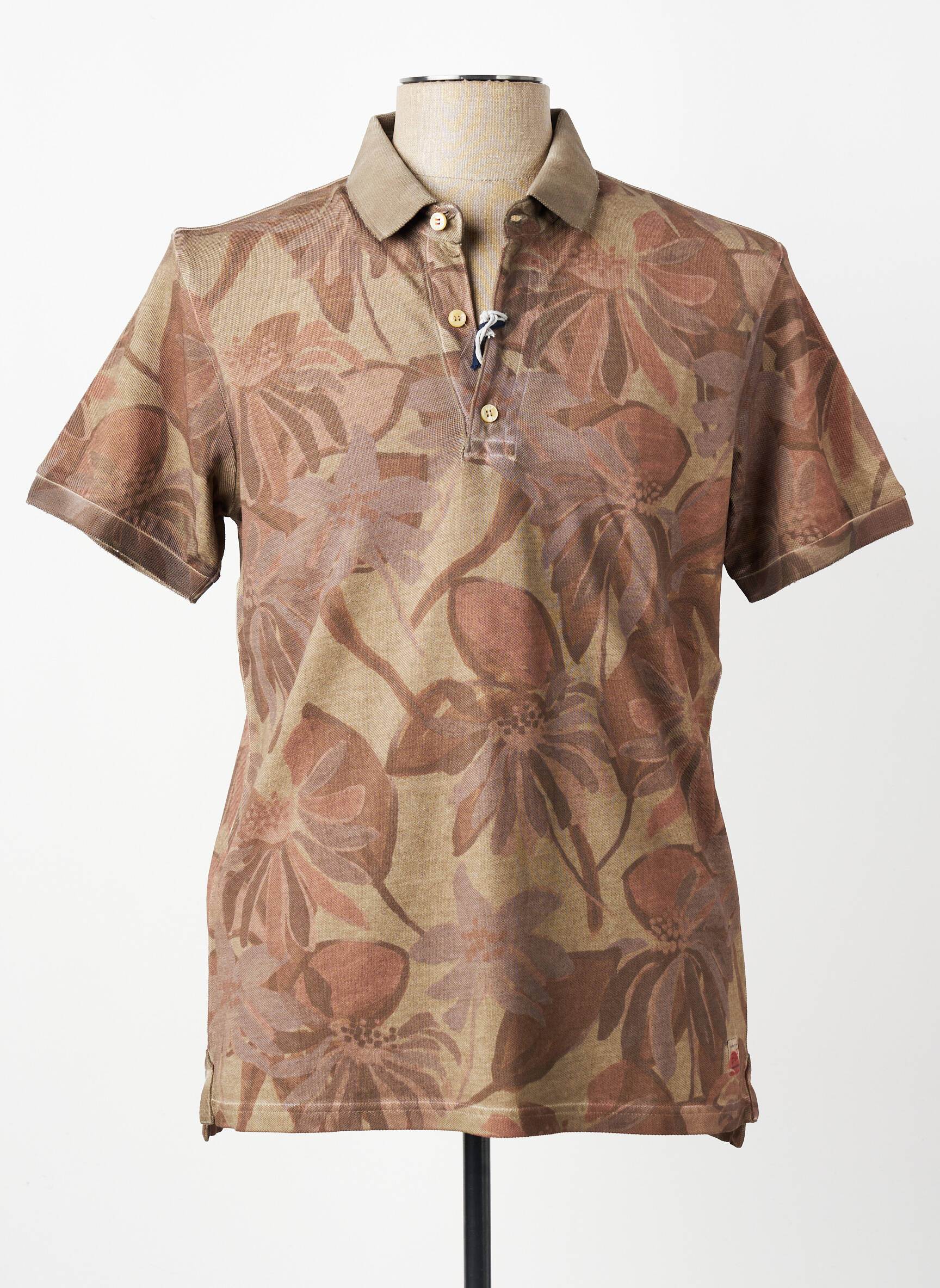 Polo stretch manches courtes marron BOB homme