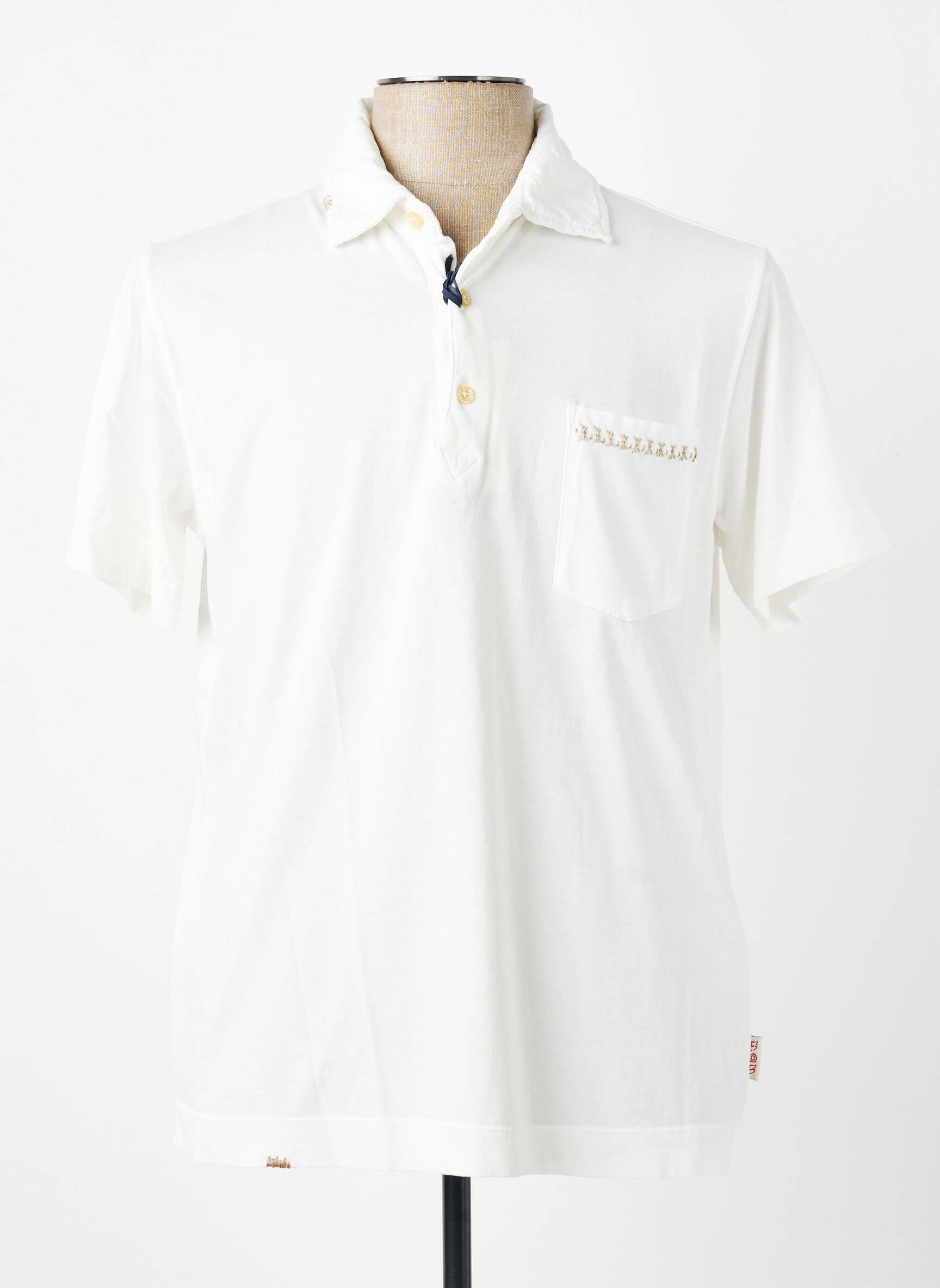 Polo tissage jersey manches courtes blanc BOB homme