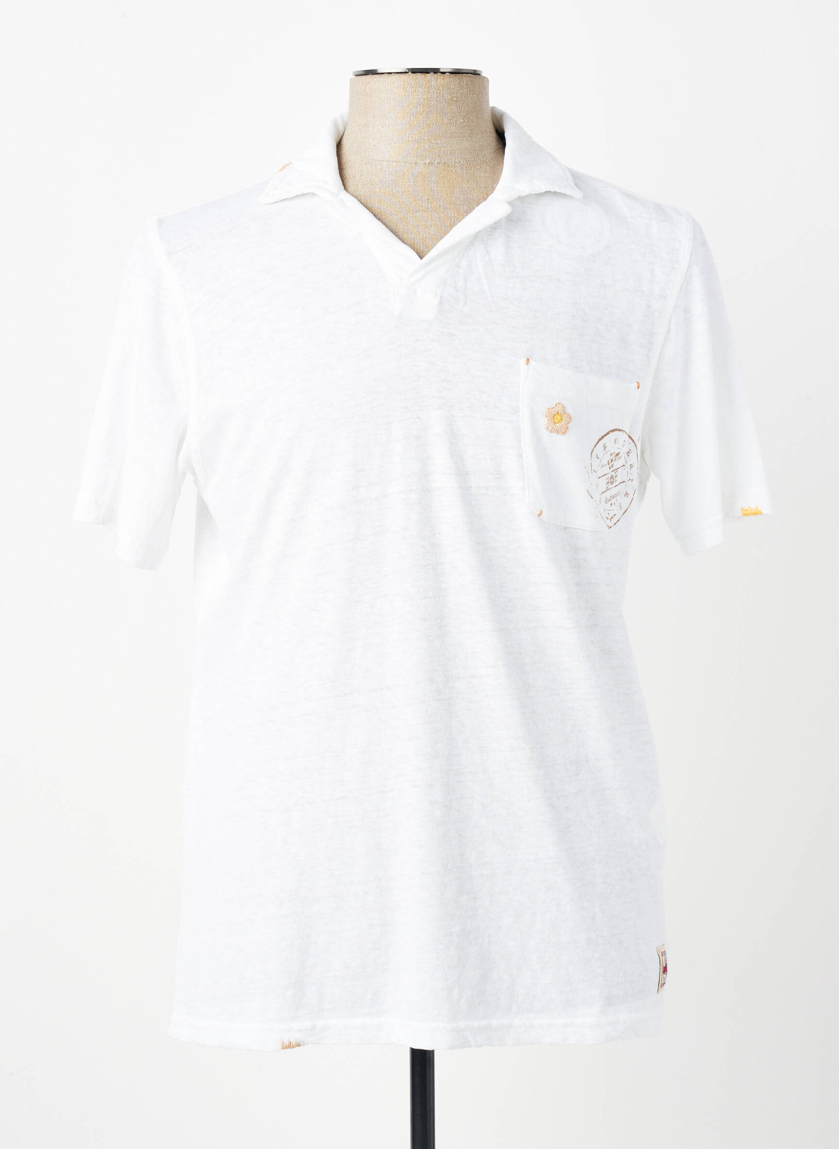 Polo tissage jersey manches courtes blanc BOB homme
