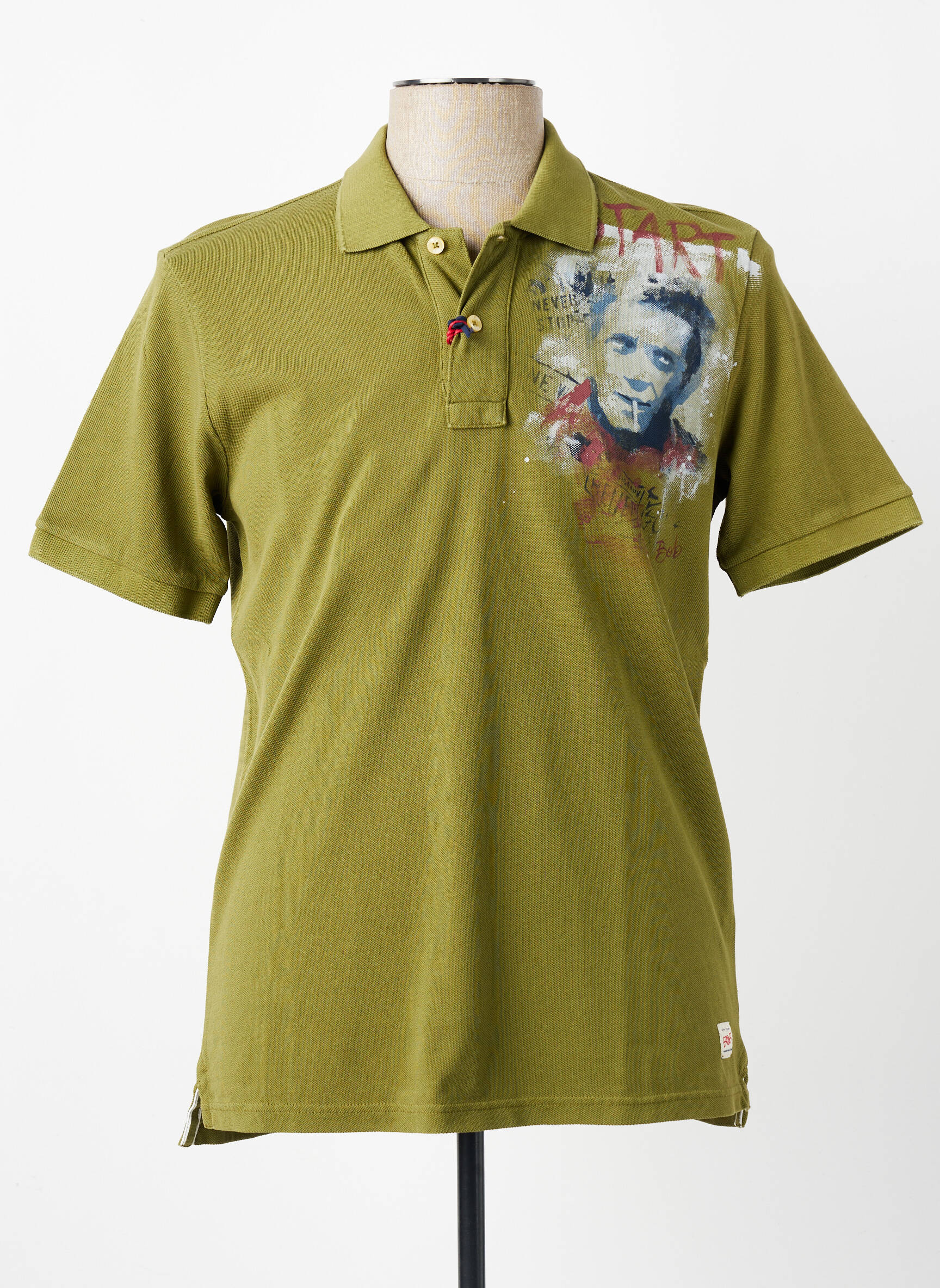 Polo sérigraphie manches courtes vert BOB homme