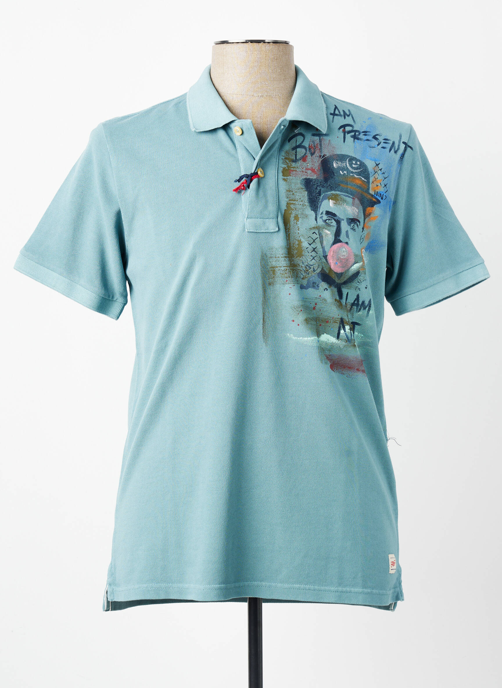 Polo sérigraphie manches courtes bleu BOB homme