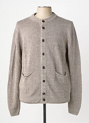 Gilet manches longues fermeture boutonnée sur le devant marron WOOL & CO homme