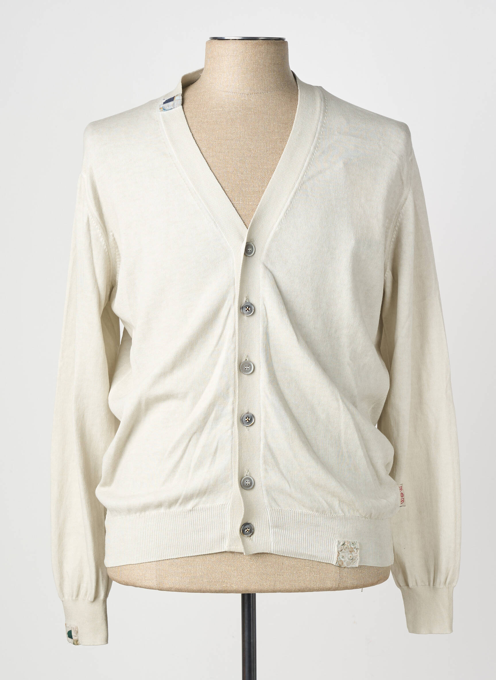 Gilet manches longues col v gris BOB homme