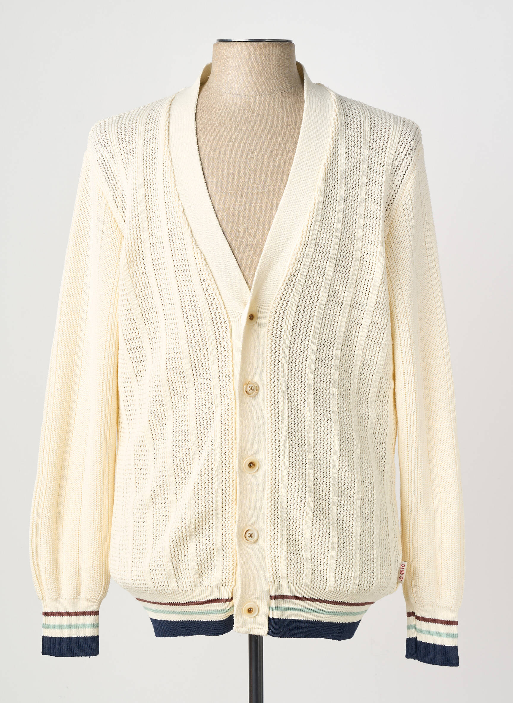 Gilet manches longues col v beige BOB homme