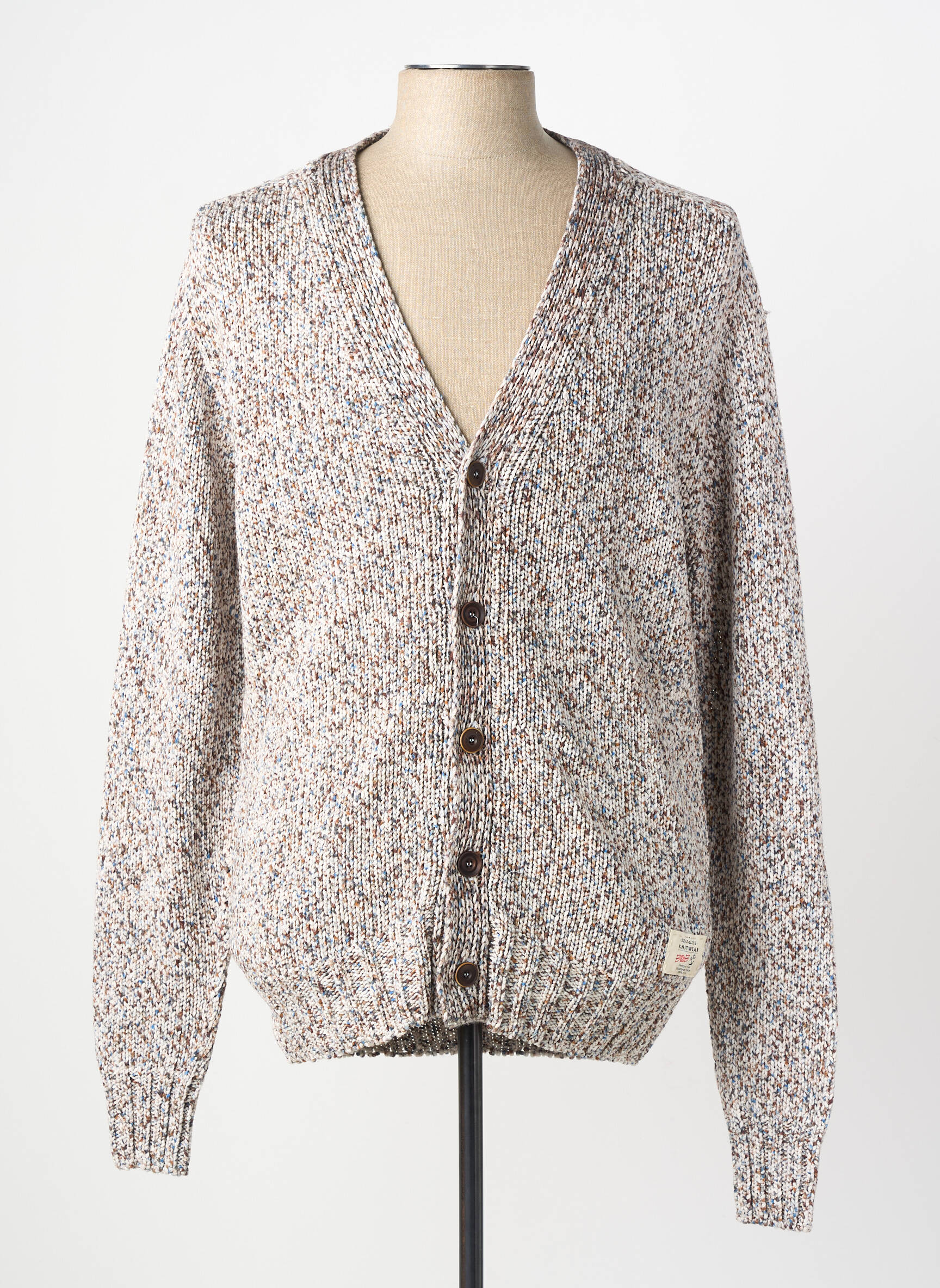 Gilet manches longues col v marron BOB homme
