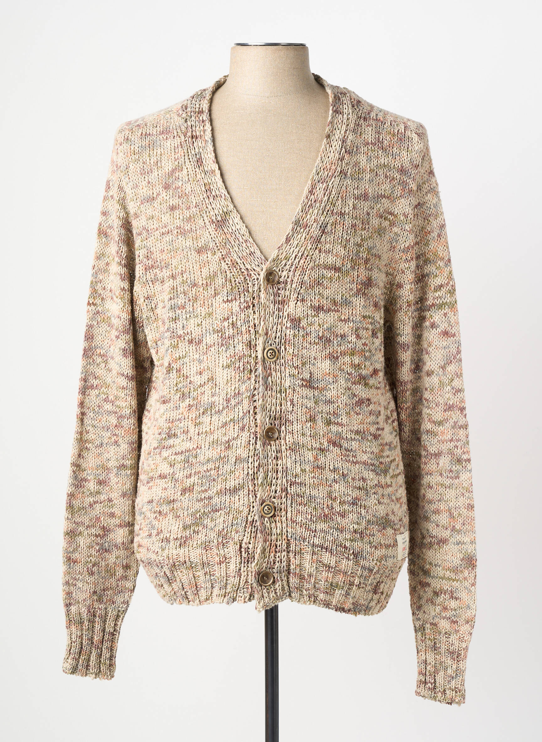 Gilet manches longues col v marron BOB homme