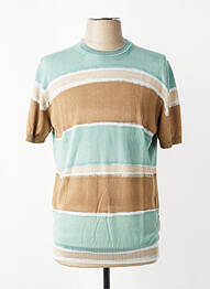 Pull stretch manches courtes vert BOB homme
