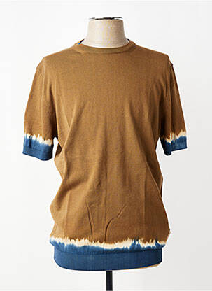 Pull stretch manches courtes marron BOB homme