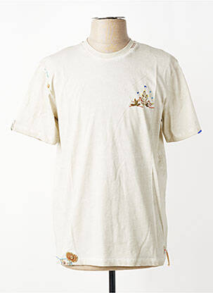 T-shirt broderie manches courtes beige BOB homme