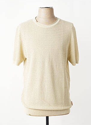 Pull maille souple et aérée manches courtes beige BOB homme