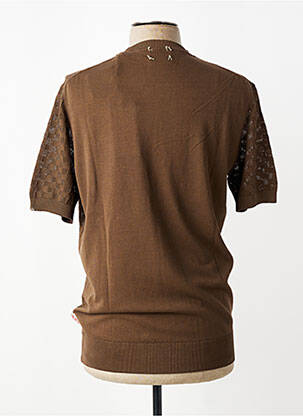 Pull stretch manches courtes marron BOB homme