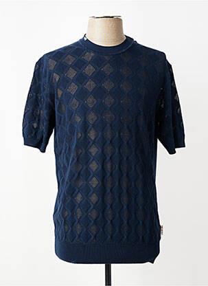 Pull stretch manches courtes bleu BOB homme