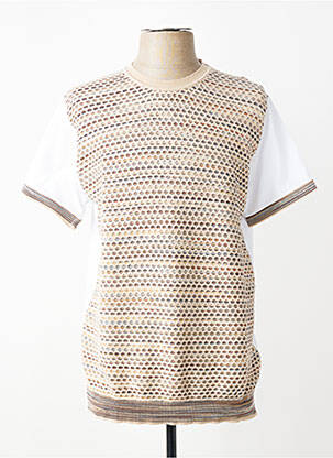 Pull stretch manches courtes beige BOB homme