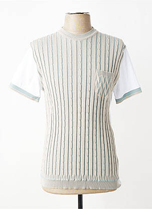 Pull maille torsadée manches courtes gris BOB homme
