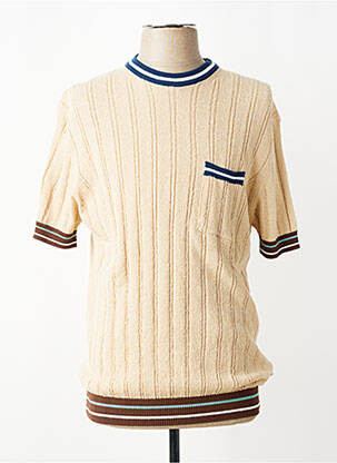 Pull stretch manches courtes beige BOB homme