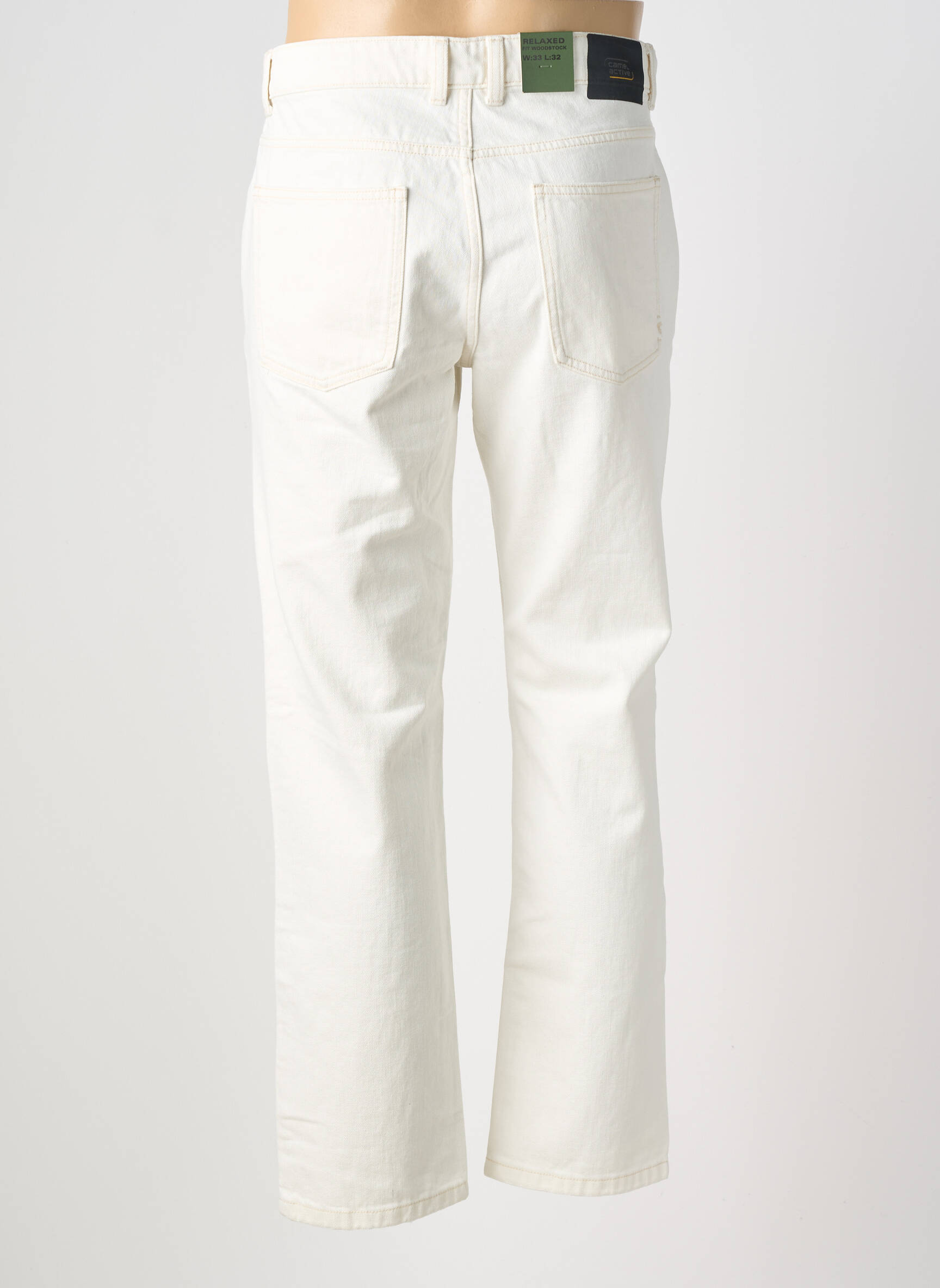 Jeans coupe droite fermeture zippée sous rabat boutonné taille normale beige CAMEL ACTIVE homme