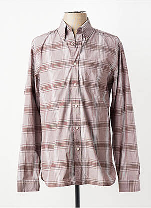 Chemise manches longues imprimé écossais marron XACUS homme