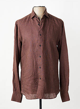 Chemise manches longues coupe cintrée marron XACUS homme