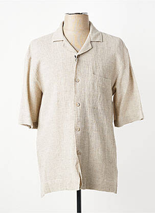 Chemise manches courtes col tailleur beige XACUS homme