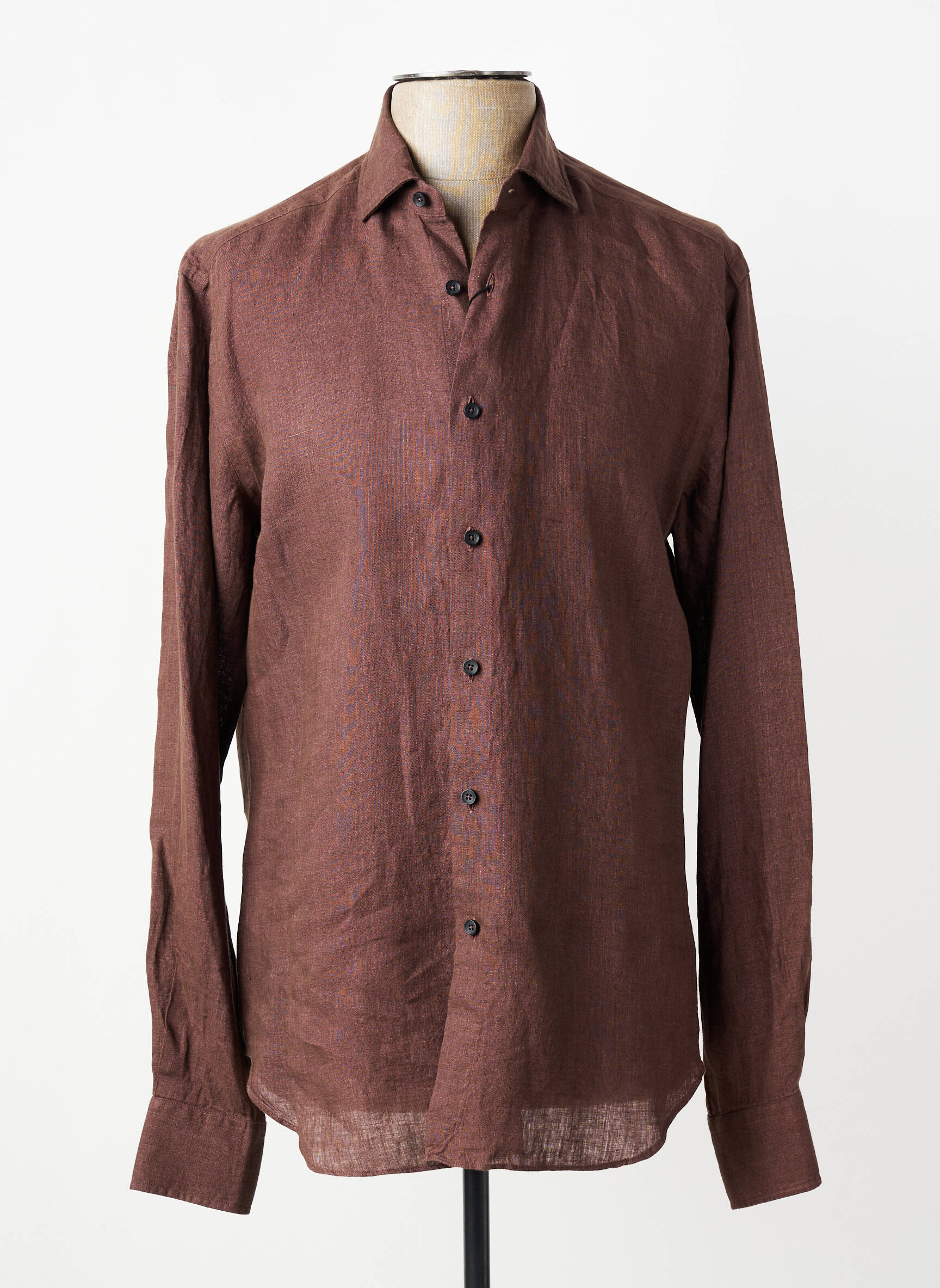 Chemise manches longues coupe cintrée marron XACUS homme