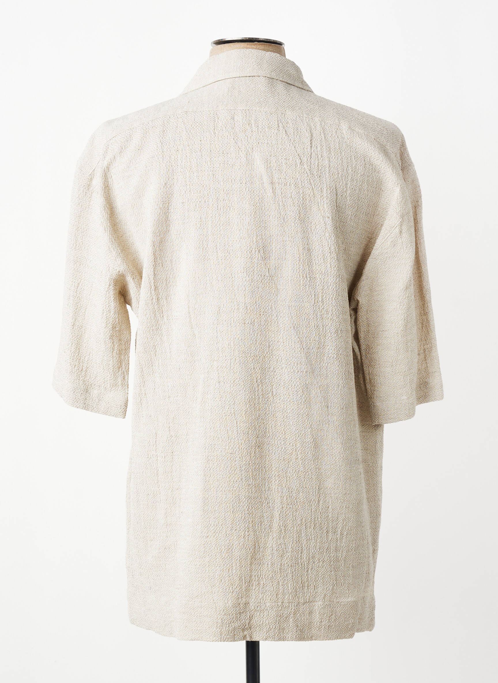 Chemise manches courtes col tailleur beige XACUS homme