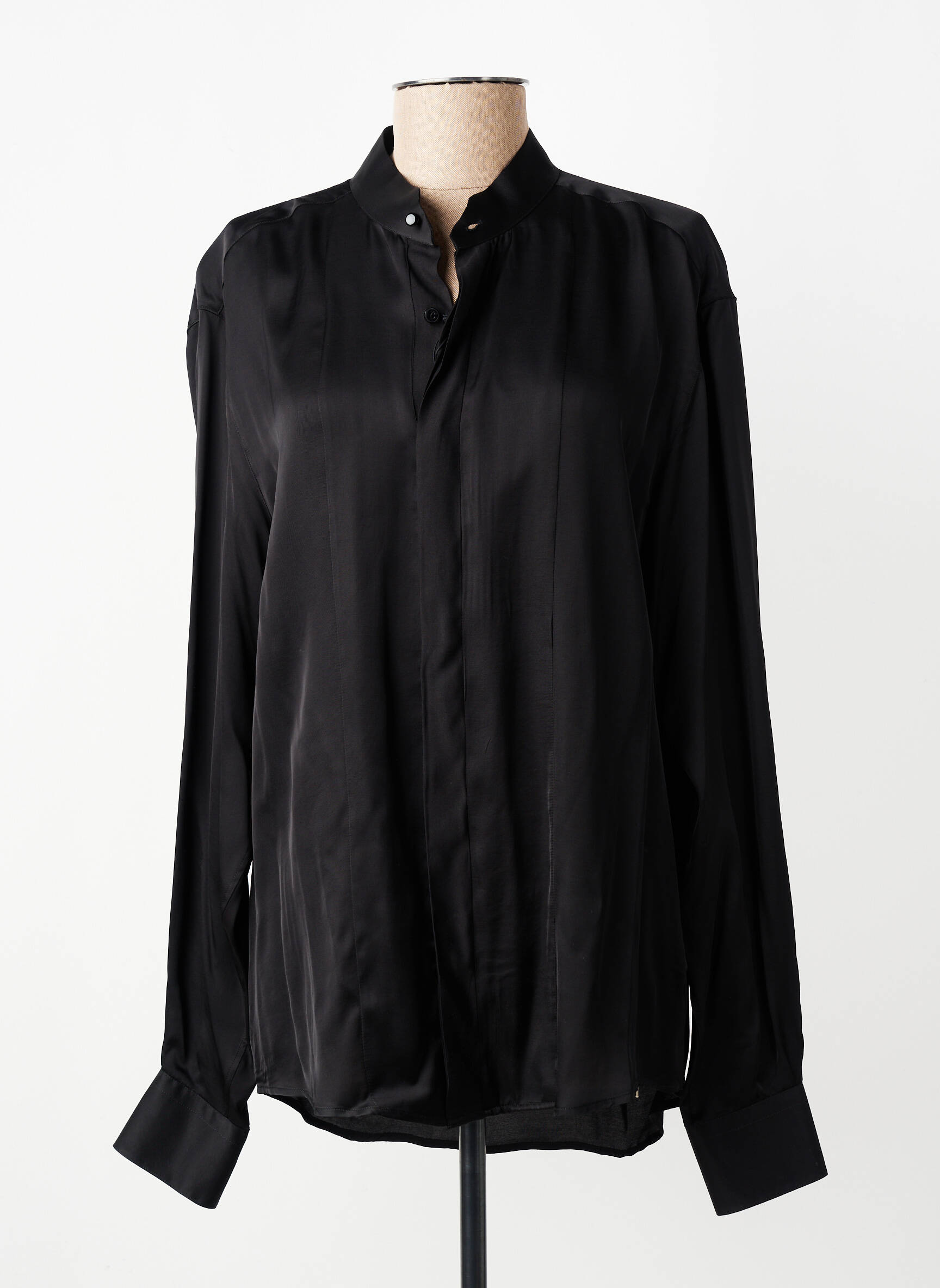 Chemise manches longues fermeture boutonnée sur le devant noir XACUS homme