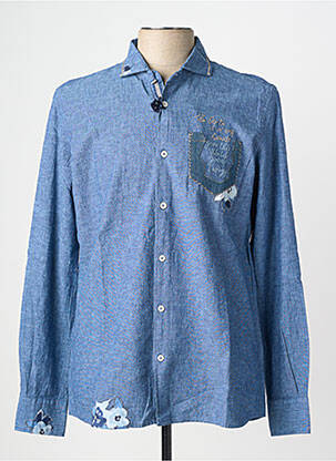Chemise manches longues coupe cintrée bleu BOB homme