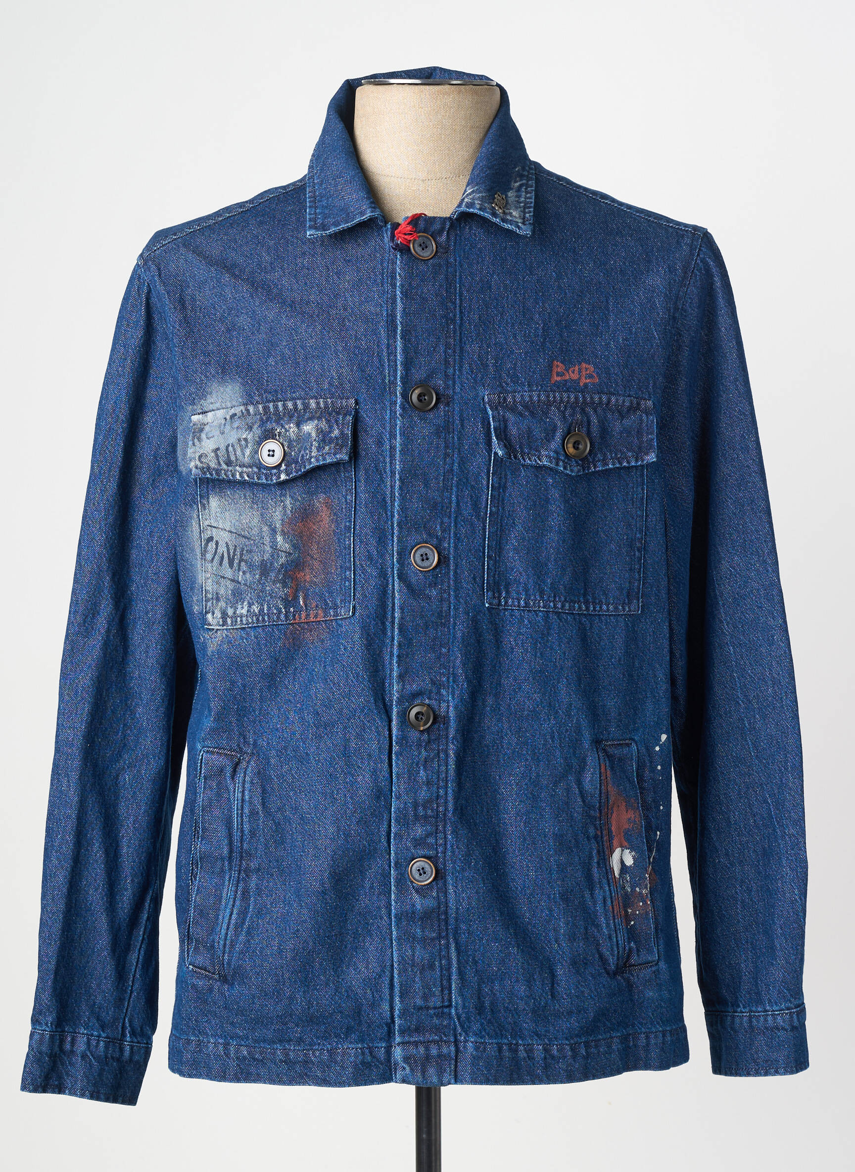 Veste casual fermeture boutonnée sur le devant bleu BOB homme