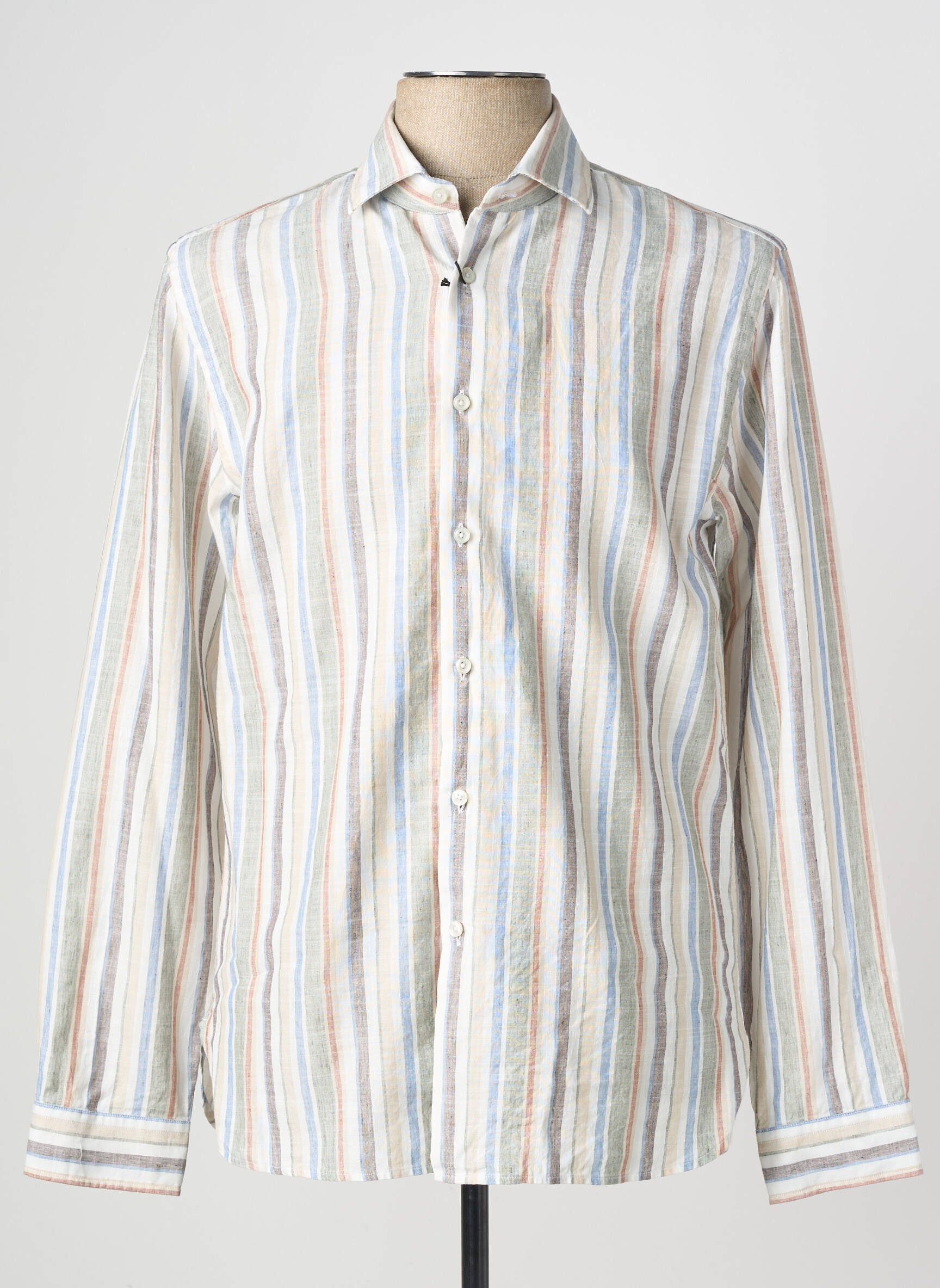 Chemise manches longues imprimé rayures beige XACUS homme