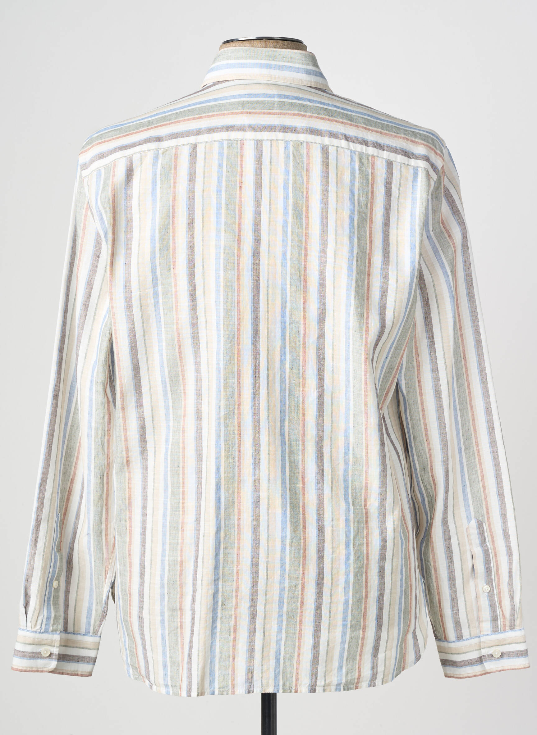 Chemise manches longues imprimé rayures beige XACUS homme