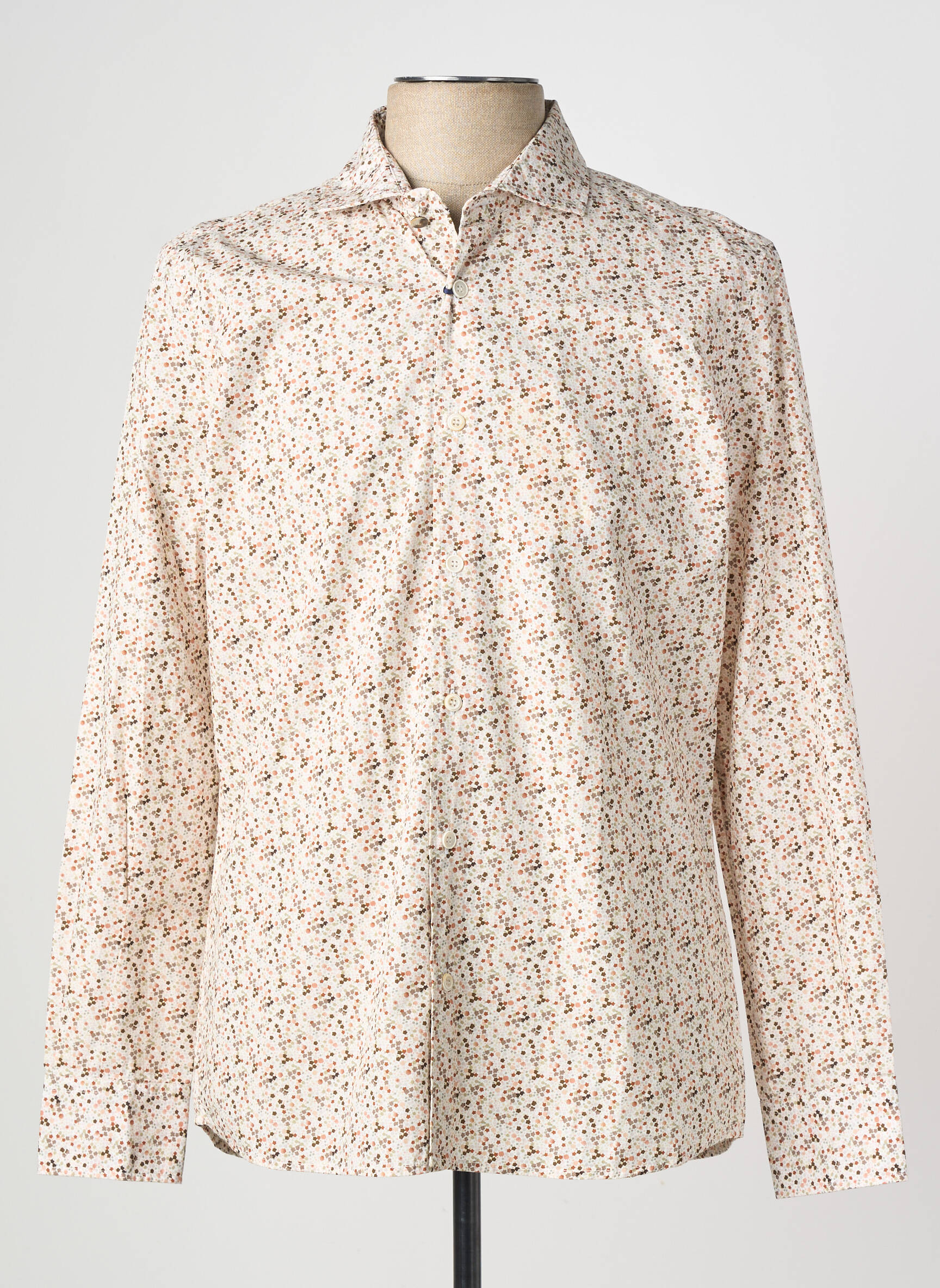 Chemise manches longues imprimé fantaisie beige BOB homme