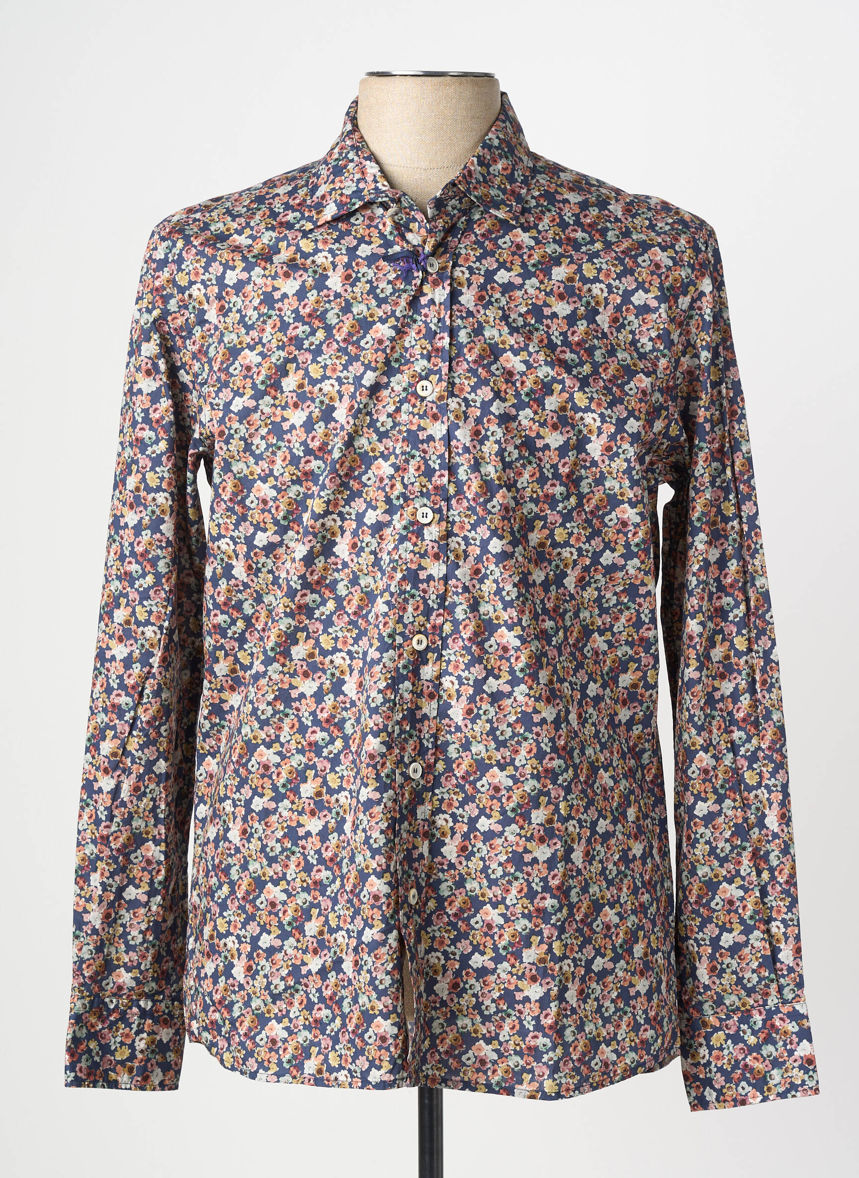 Chemise manches longues imprimé fleurs bleu BOB homme