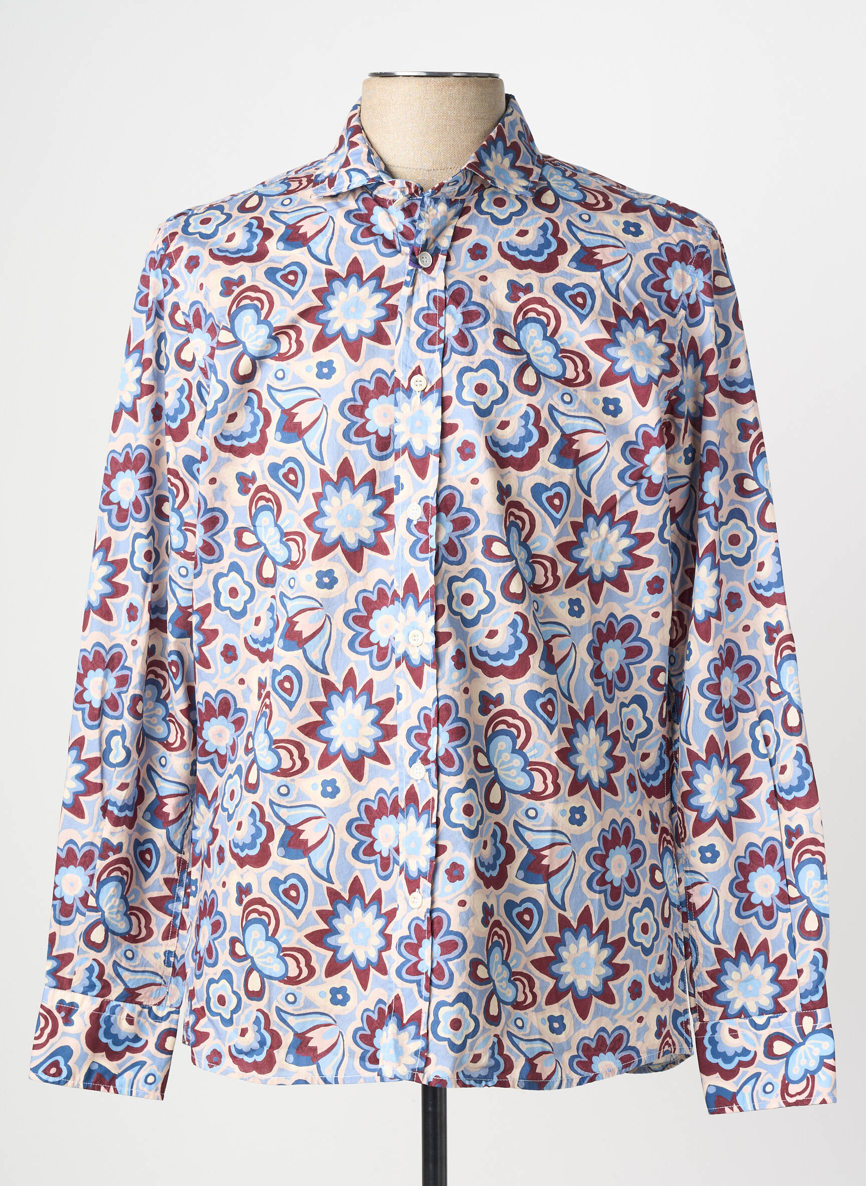 Chemise manches longues imprimé fleurs bleu BOB homme
