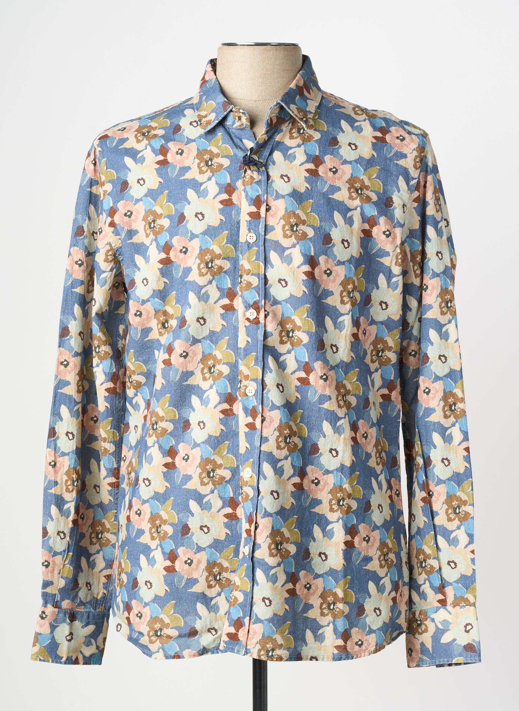 Chemise manches longues imprimé fleurs bleu BOB homme