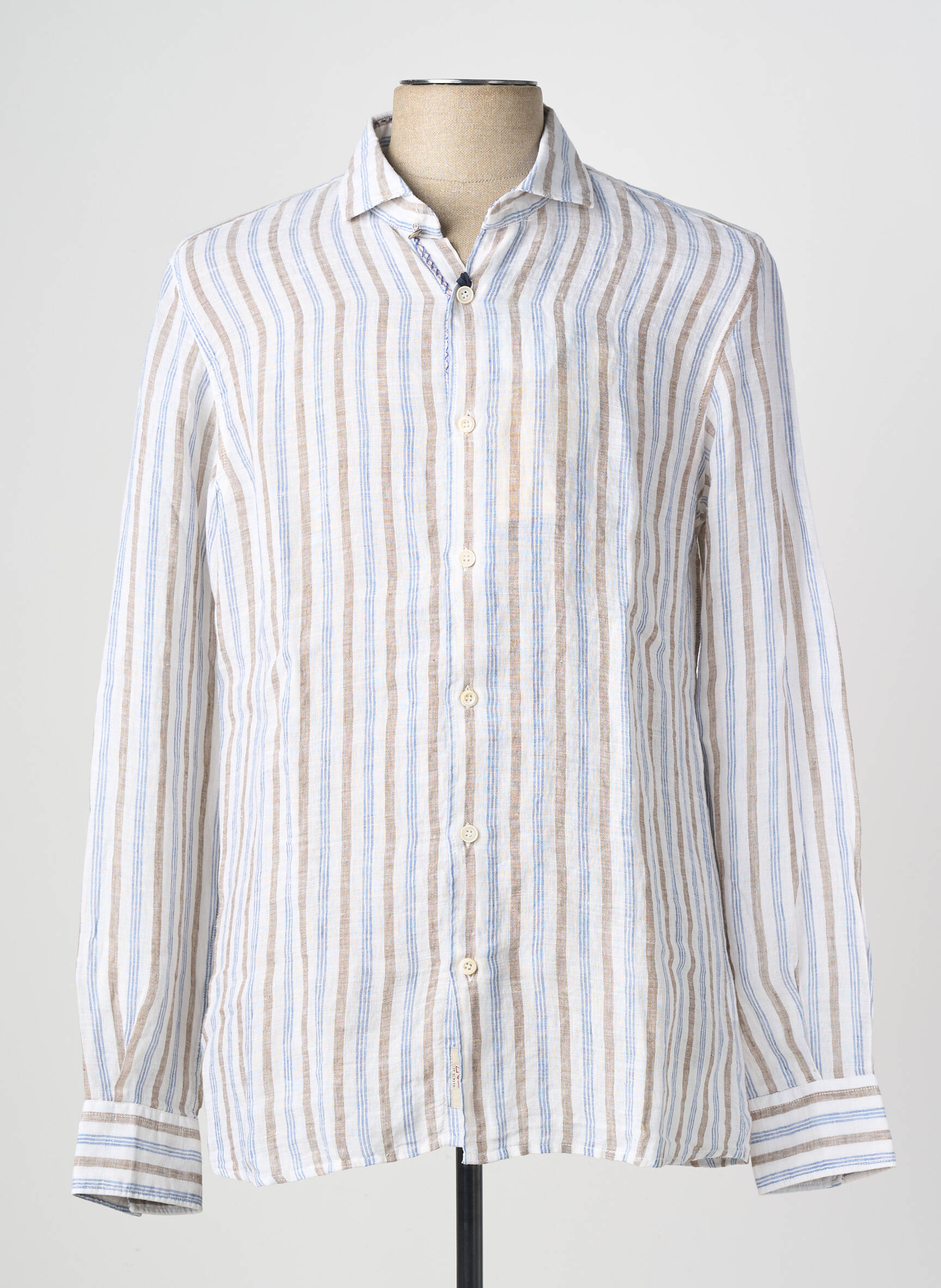 Chemise manches longues coupe cintrée beige BOB homme