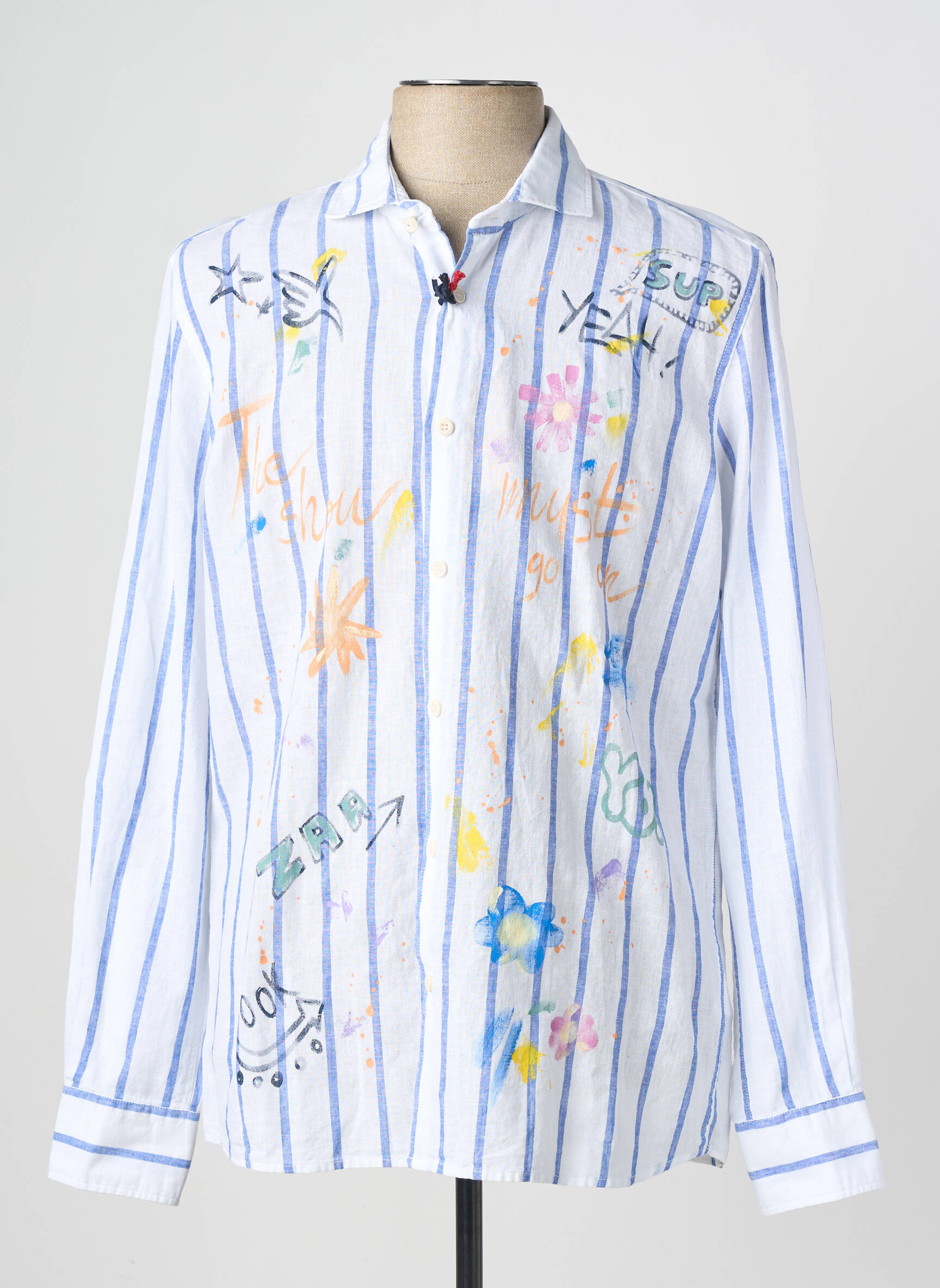 Chemise manches longues coupe cintrée bleu BOB homme