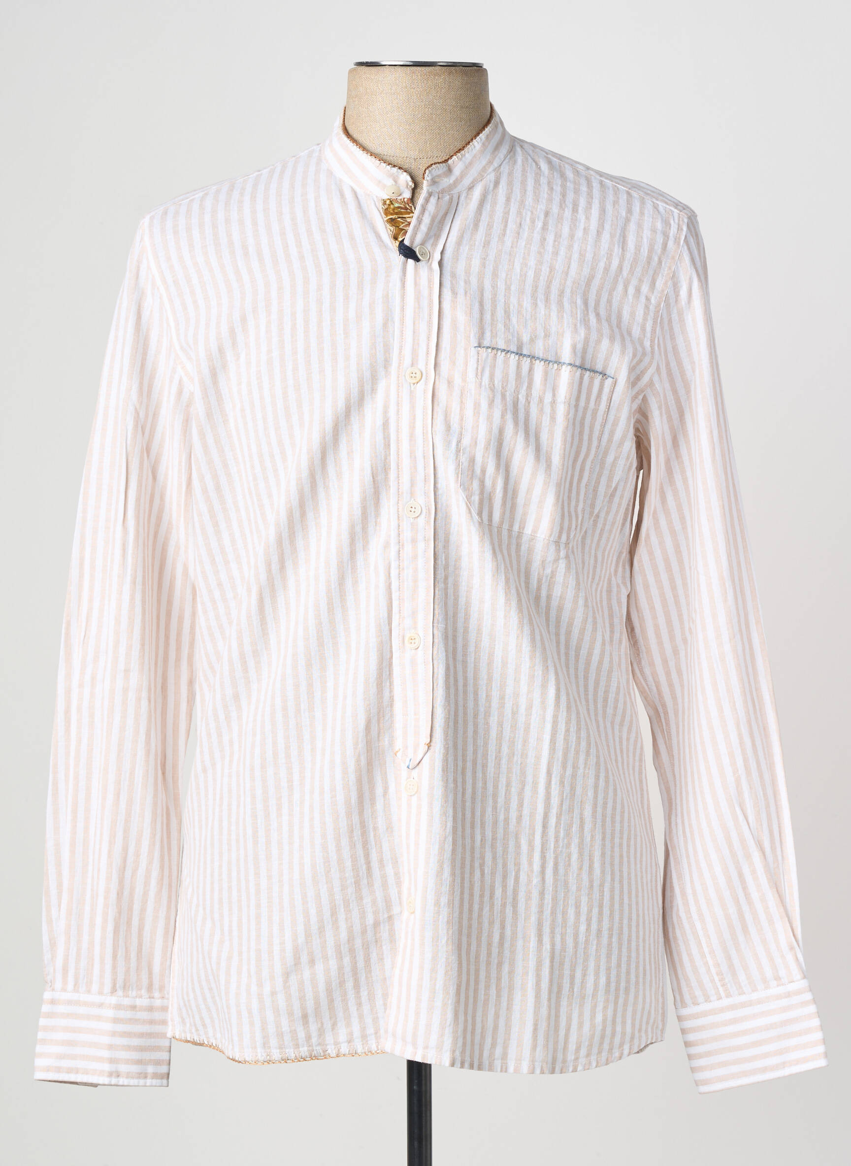 Chemise manches longues coupe cintrée beige BOB homme