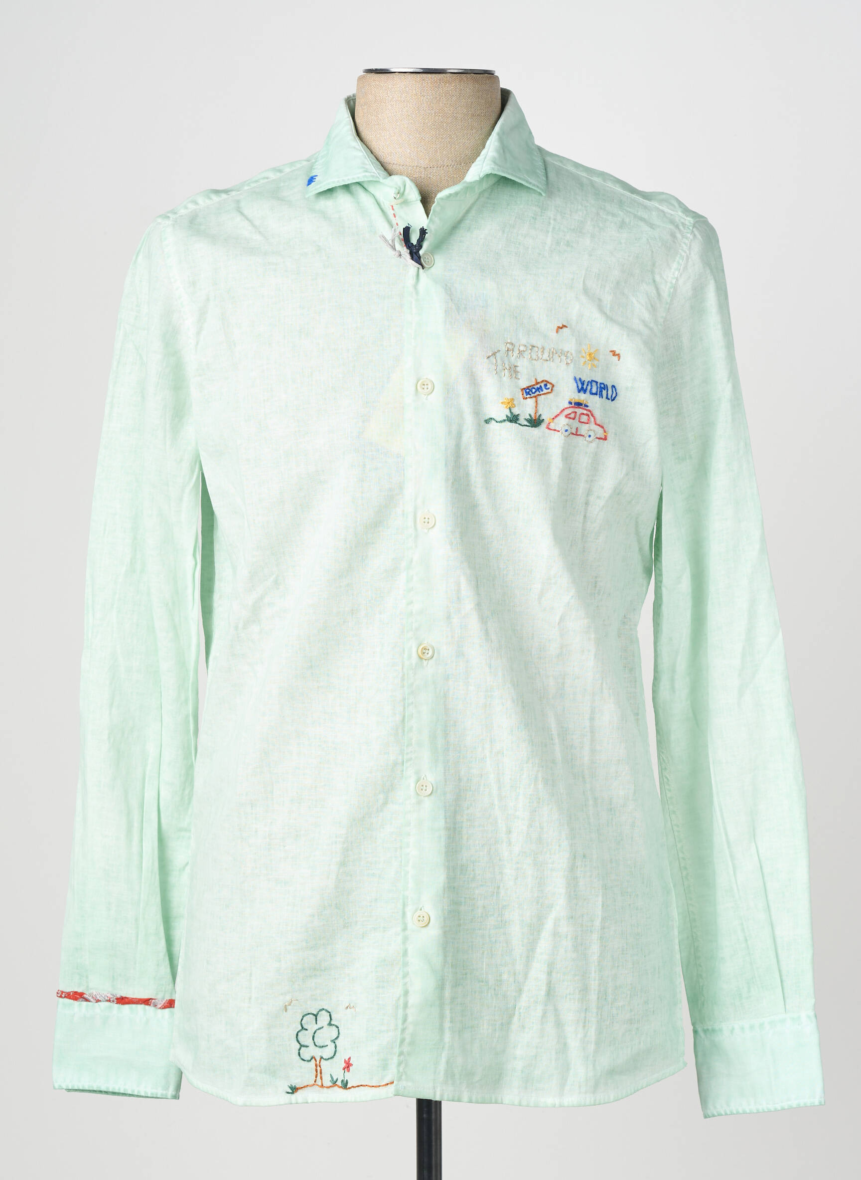 Chemise manches longues coupe cintrée vert BOB homme