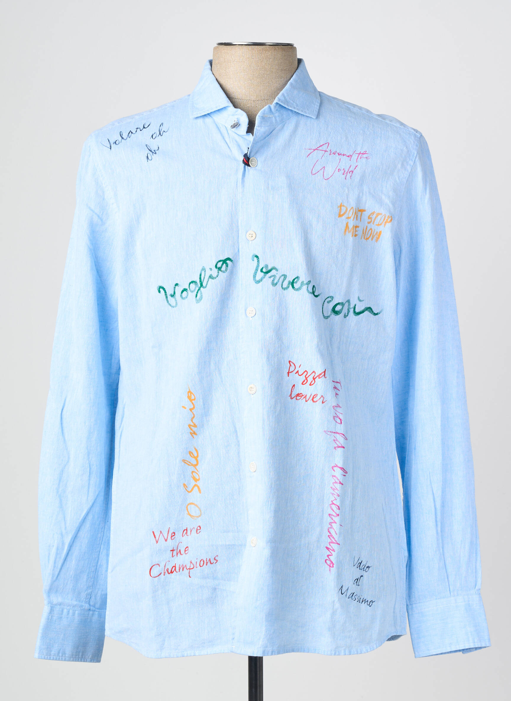 Chemise manches longues imprimé fantaisie bleu BOB homme