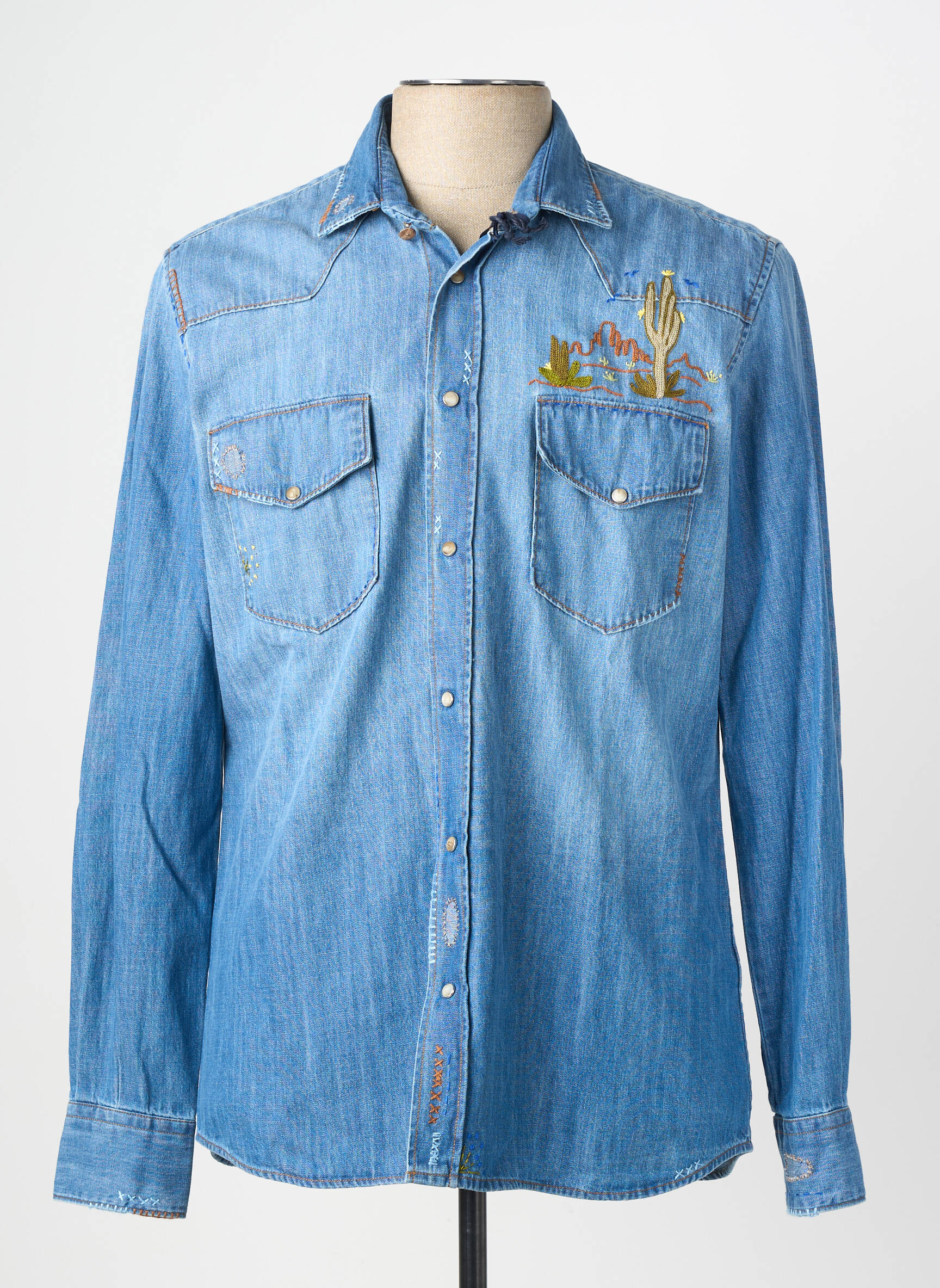 Chemise manches longues coupe cintrée bleu BOB homme