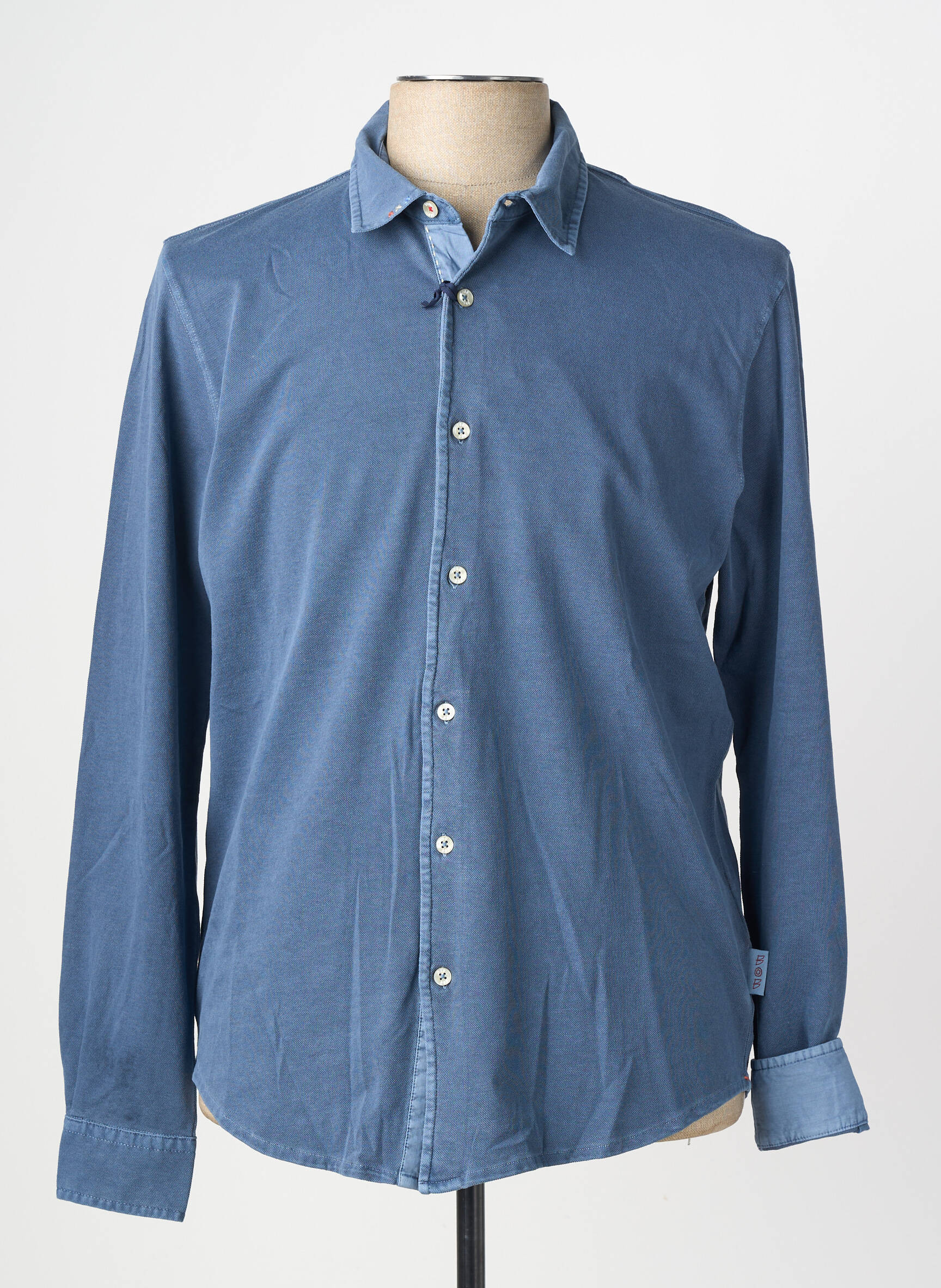 Chemise manches longues coupe cintrée bleu BOB homme
