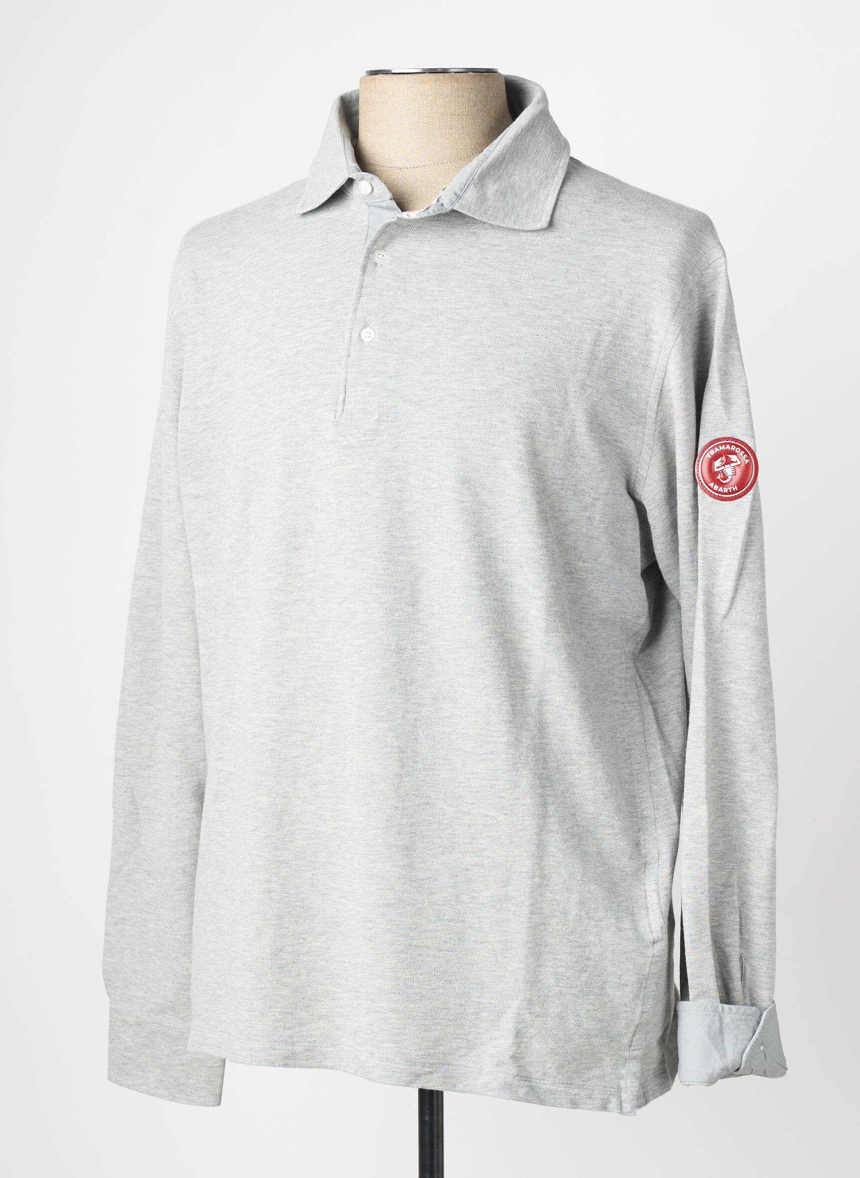 Polo tissage chiné manches longues gris TRAMAROSSA homme