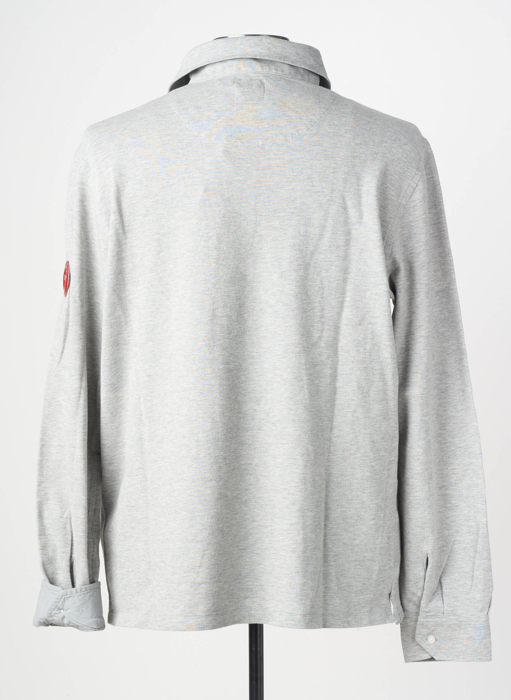 Polo tissage chiné manches longues gris TRAMAROSSA homme
