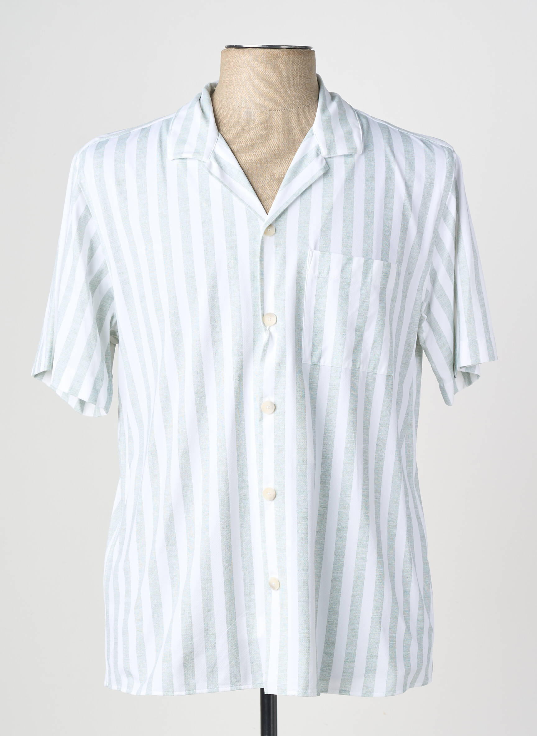 Chemise manches courtes col tailleur vert XACUS homme