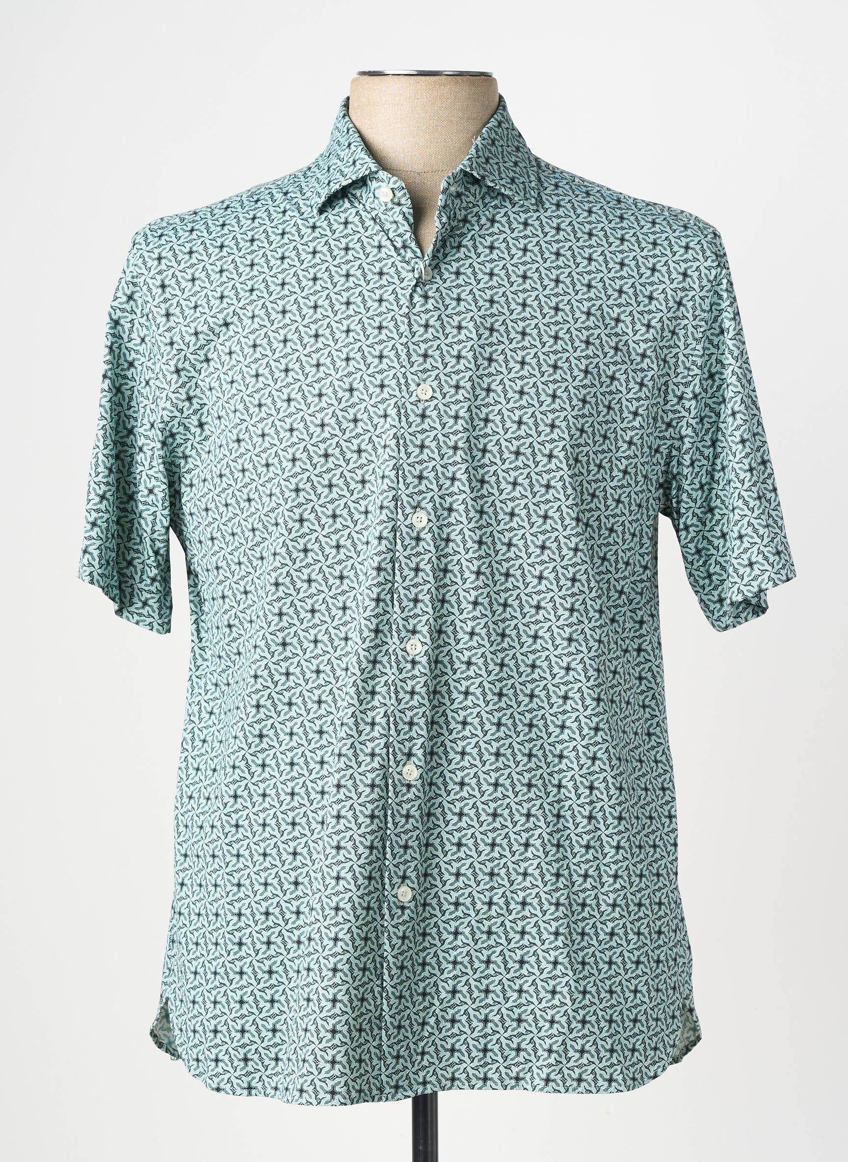 Chemise manches courtes imprimé fantaisie vert XACUS homme