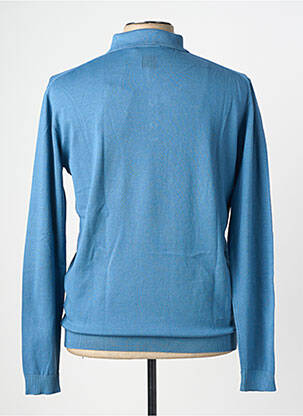 Pull col polo manches longues bleu WOOL & CO homme